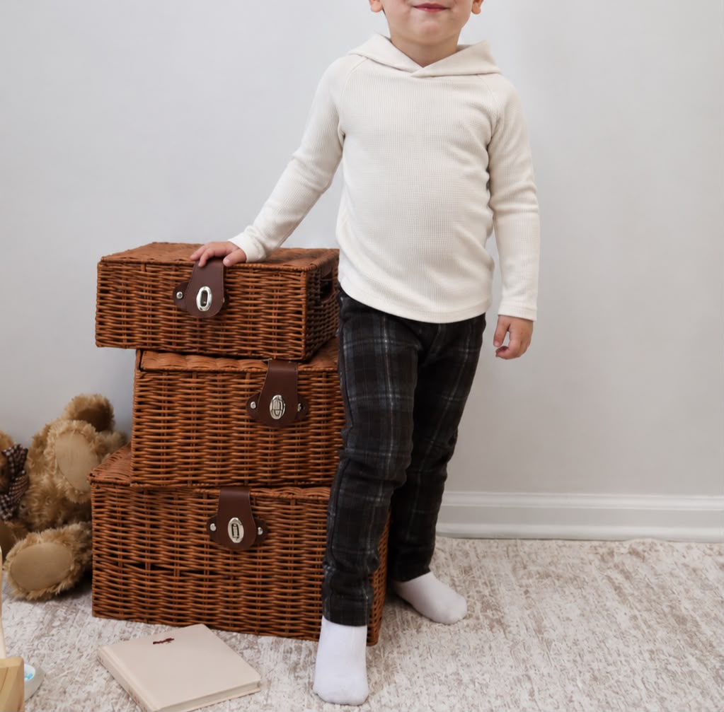 Brown Plaid Stretch Pants